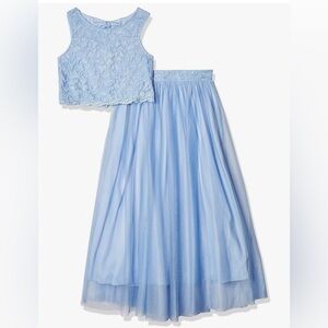 Speechless Girls Glitter Lace 2 Piece Long Skirtset/Formal Dress